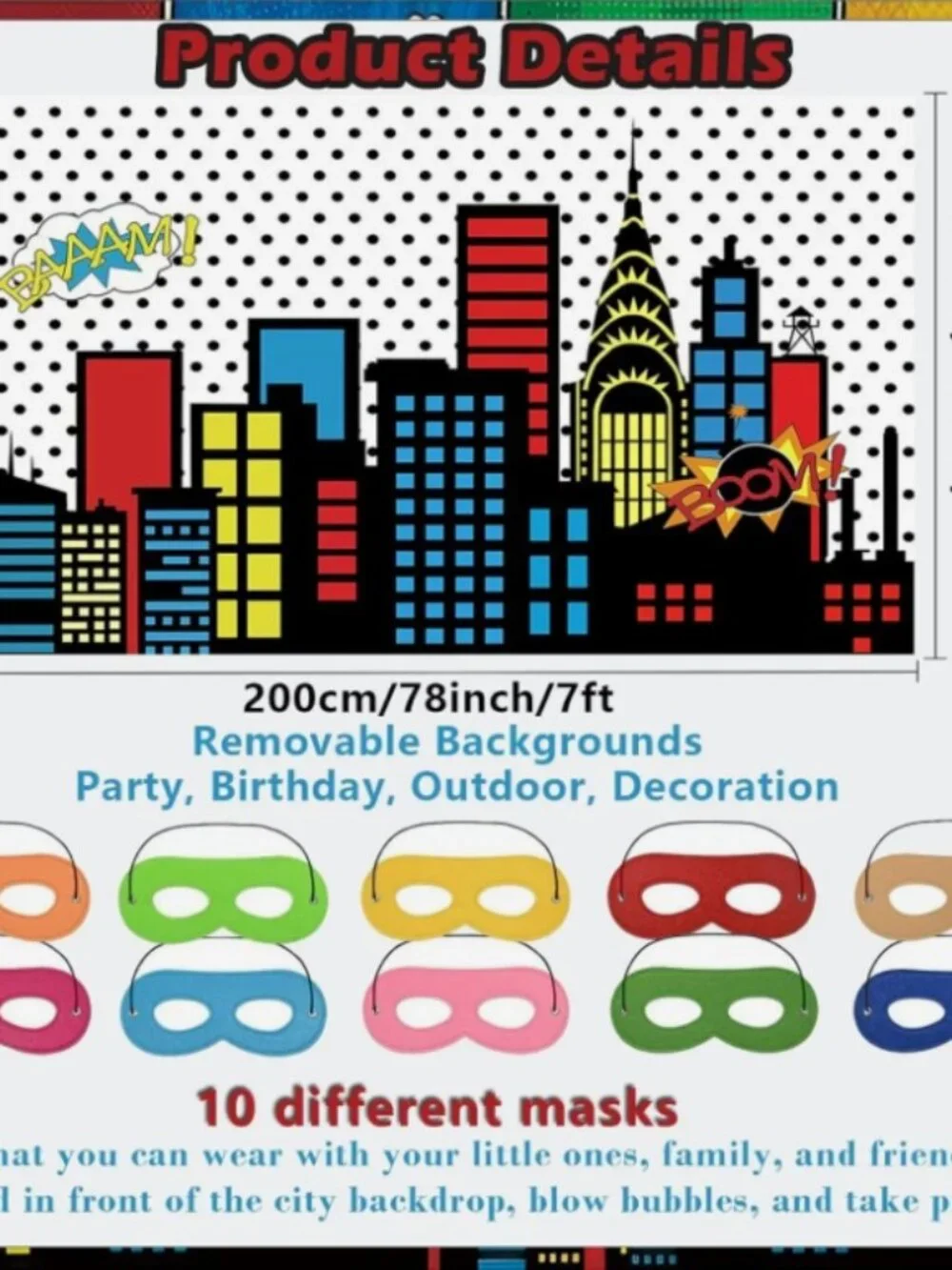 63 Pcs Super Hero Party Favors with City Hero Theme Backdrop for Birthday
